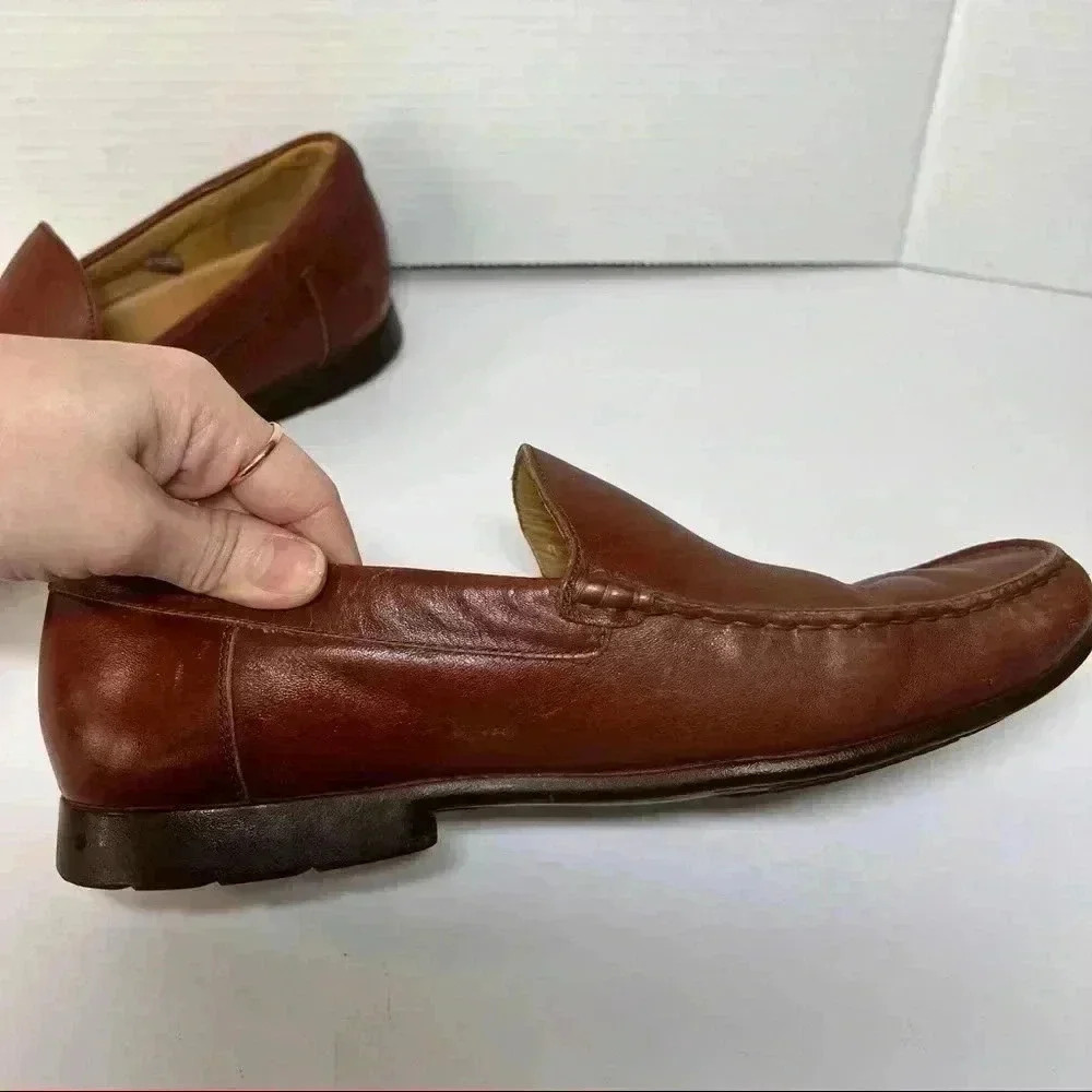 MEPHISTO  Leather Slip On Loafers Mens Sz 10 Brandy Moc. Toes Cool Air Comfort - Picture 8 of 14